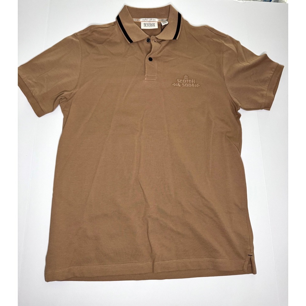 Scotch & Soda Mens Pique SS Polo Shirt Brown Mens Medium SFA24VMT-10598 NWT